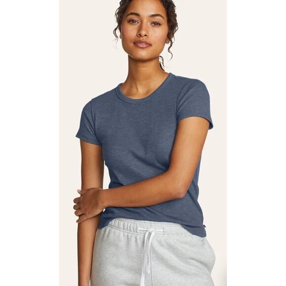 NWT - Eddie Bauer Blue Women's Infinity Slub Rib SS Tee Crew Neck 2XL‎ *Comfort* - Picture 12 of 12
